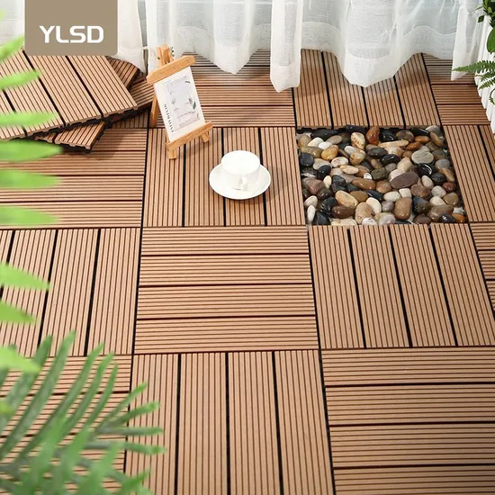 목재 플라스틱 복합 그리드 목재 바닥재 WPC 연동 데크 타일 야외 친환경